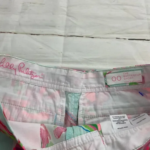Lilly Pulitzer In The Vias Buttercup tropical bright palm Shorts womens 00 - Picture 4 of 6